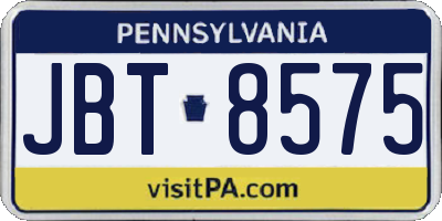 PA license plate JBT8575