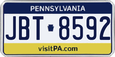 PA license plate JBT8592