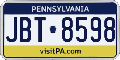 PA license plate JBT8598