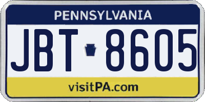 PA license plate JBT8605