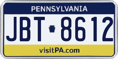 PA license plate JBT8612