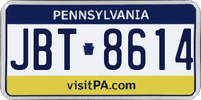 PA license plate JBT8614