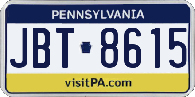 PA license plate JBT8615
