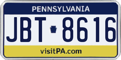 PA license plate JBT8616