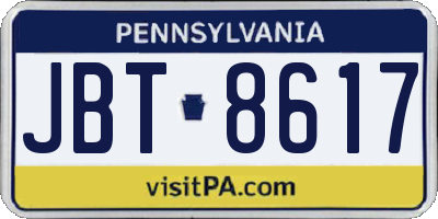 PA license plate JBT8617