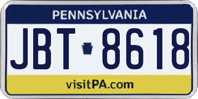 PA license plate JBT8618
