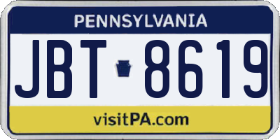 PA license plate JBT8619
