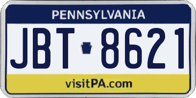 PA license plate JBT8621