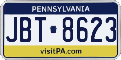 PA license plate JBT8623