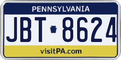 PA license plate JBT8624