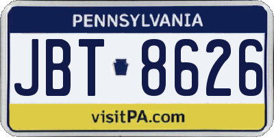 PA license plate JBT8626