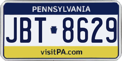 PA license plate JBT8629