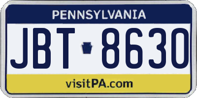 PA license plate JBT8630