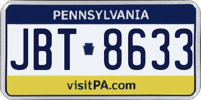 PA license plate JBT8633