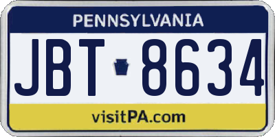 PA license plate JBT8634