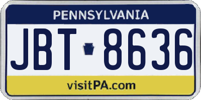 PA license plate JBT8636