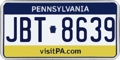 PA license plate JBT8639