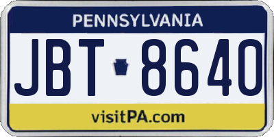 PA license plate JBT8640