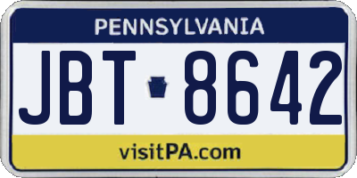 PA license plate JBT8642