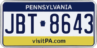 PA license plate JBT8643