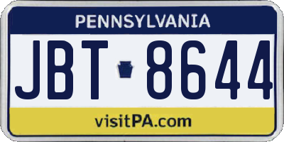 PA license plate JBT8644