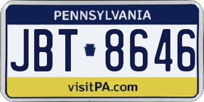 PA license plate JBT8646