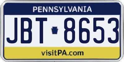 PA license plate JBT8653