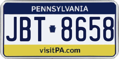 PA license plate JBT8658