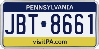 PA license plate JBT8661