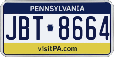 PA license plate JBT8664
