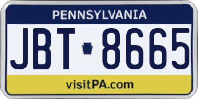 PA license plate JBT8665