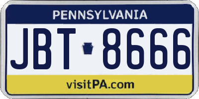PA license plate JBT8666