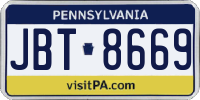 PA license plate JBT8669
