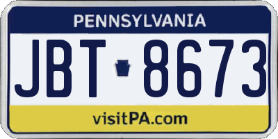 PA license plate JBT8673