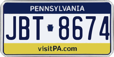 PA license plate JBT8674