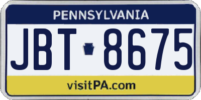 PA license plate JBT8675