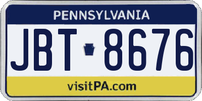 PA license plate JBT8676