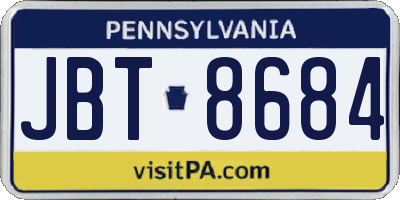 PA license plate JBT8684
