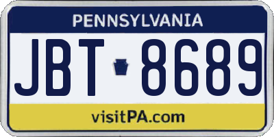 PA license plate JBT8689