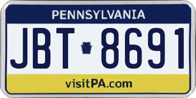 PA license plate JBT8691