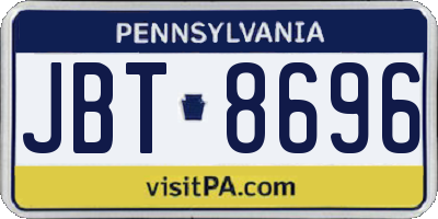 PA license plate JBT8696
