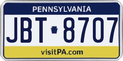 PA license plate JBT8707