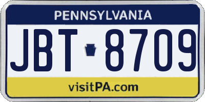 PA license plate JBT8709
