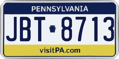 PA license plate JBT8713