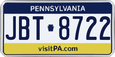 PA license plate JBT8722
