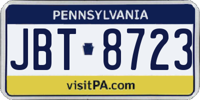 PA license plate JBT8723