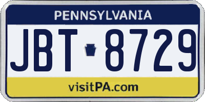 PA license plate JBT8729