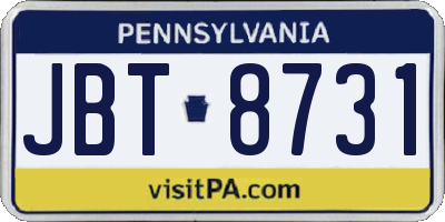 PA license plate JBT8731