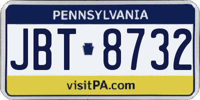 PA license plate JBT8732