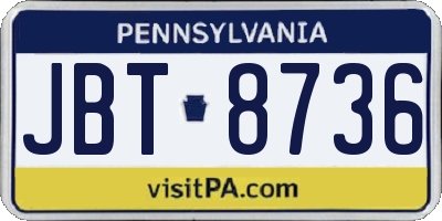 PA license plate JBT8736